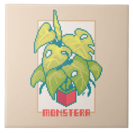 Monstera Pixelart  Kakelplatta
