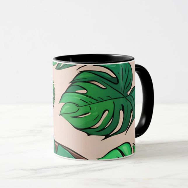 Monstera Plant Pot Mönster Art Mugg (Framsida höger)