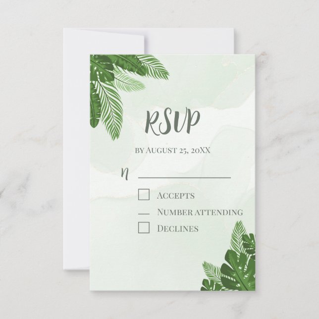Monstera RSVP-kort Tropisk grönska Ljusgrön OSA Kort (Framsida)