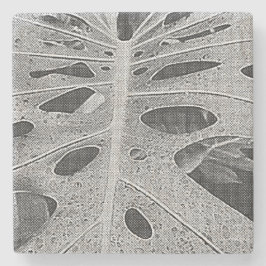 Monstera Silkscreen Underlägg Sten