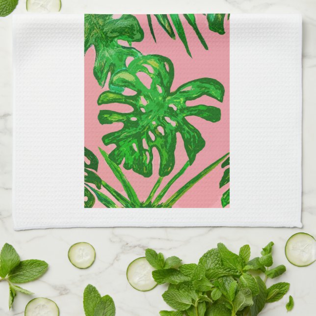Monstera Tea Towel Kökshandduk (Vikta)