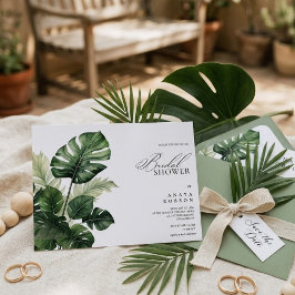 Monstera Tropical Bröllopsdusch Inbjudan