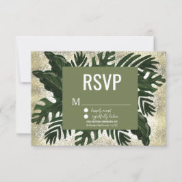 Monstera Tropical Falsk Guldstänk RSVP Inbjudningar