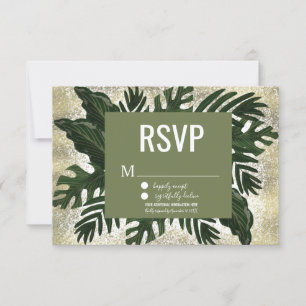 Monstera Tropical Falsk Guldstänk RSVP Inbjudningar