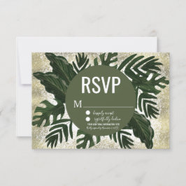 Monstera Tropical Falsk Guldstänk RSVP Inbjudningar