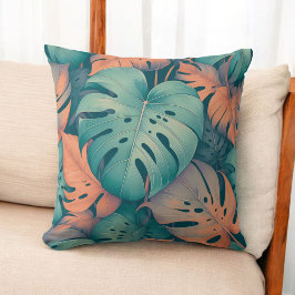 Monstera Tropical Flowers Boho Watercolor Botanica Kudde