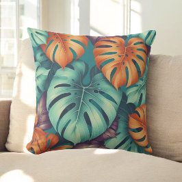 Monstera Tropical Flowers Boho Watercolor Botanica Kudde