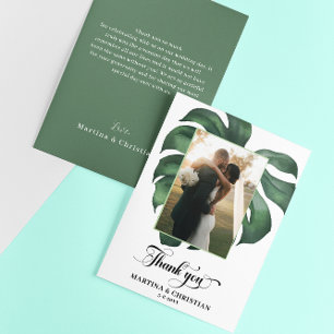 Monstera Tropical Löv Bröllop Tack Kort