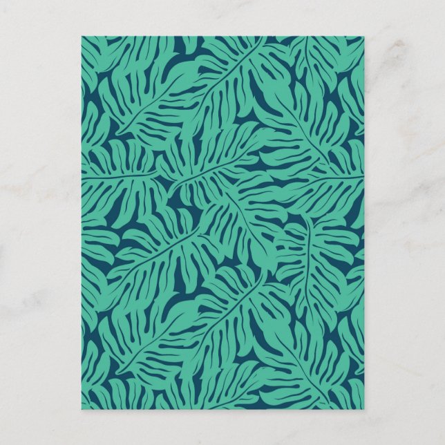 Monstera Tropical Löv Mönster Vykort (Framsida)