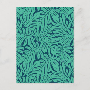 Monstera Tropical Löv Mönster Vykort