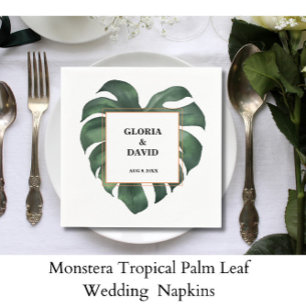 Monstera Tropical Palm Leaf Bröllop Servetter