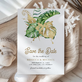 Monstera Tropisk Palm Foto Bröllop Spara Datumet