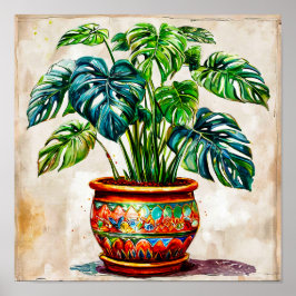Monstera Tropiska blad Botanisk Djungelväxt Poster
