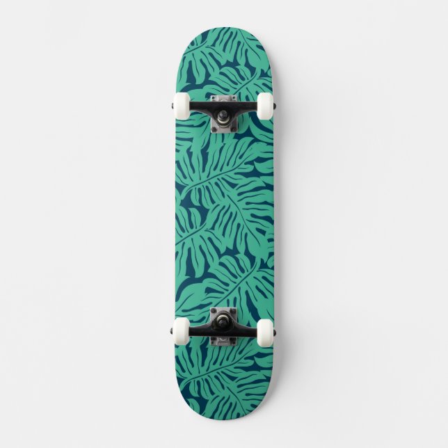 Monstera tropiskt lövmönster skateboard bräda 21,5 cm (Framsida)