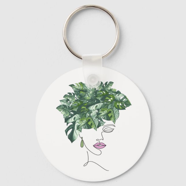 Monstera, Ultimate Plant Dam Keychain Nyckelring (Framsida)