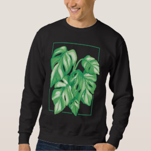 Monstera Variegata Krukväxt Öra Tropiskt Blad Lång Ärmad Tröja