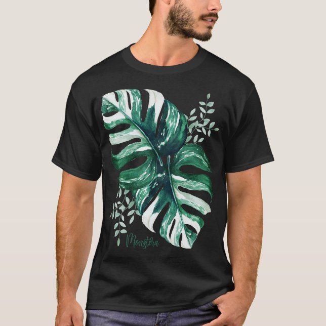 Monstera, variegated Monstera, Monstera Deliciosa T Shirt (Framsida)