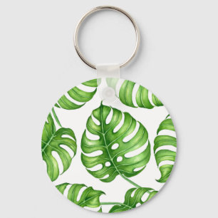 Monstera vattenfärg mönster nyckelring