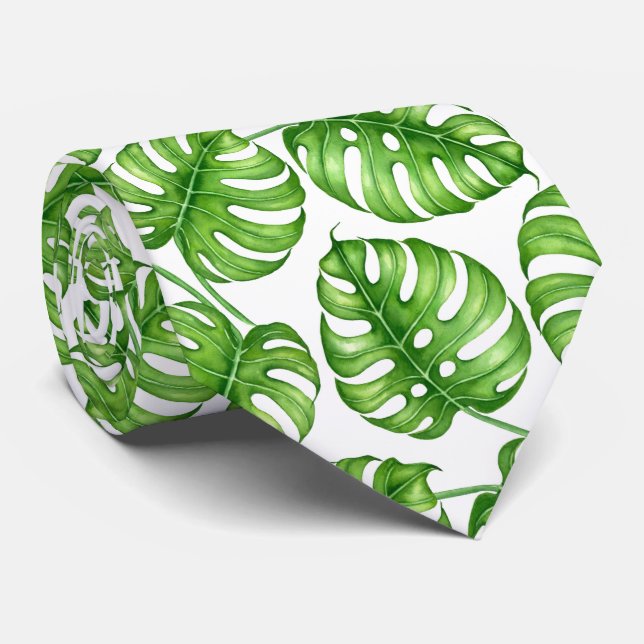 Monstera vattenfärg mönster slips (Rullad)