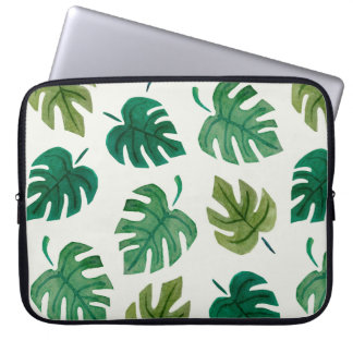 Monstera vattenfärg struktur hand plockade sömlös laptop fodral