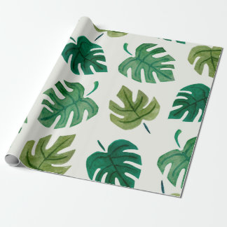 Monstera vattenfärg struktur hand plockade sömlös presentpapper