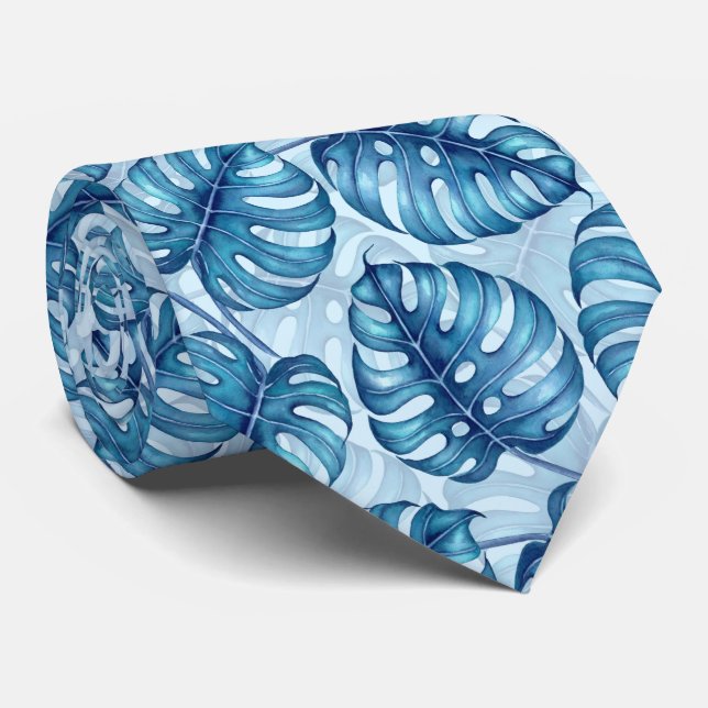 Monstera vattenfärgsbläckhaltig mönster slips (Rullad)