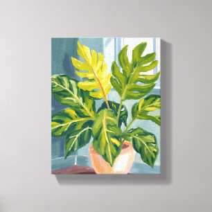 Monstera-växt Grön botanisk akvarell Canvastryck