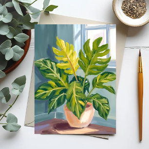 Monstera-växt   Grön botanisk akvarell Vykort