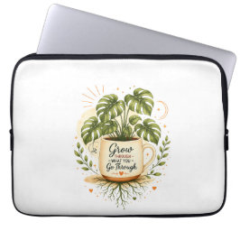 Monstera-växt i kaffemugg | Mysig botanisk illustr Laptop Fodral