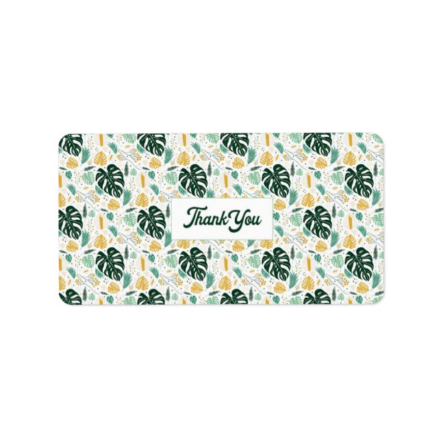 Monstera Växt Tack Label Adressetikett (Framsidan)