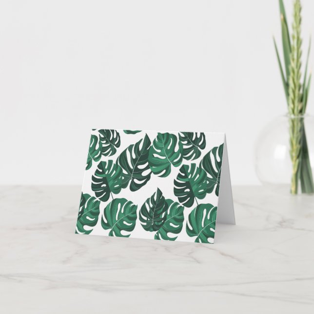 Monstera växt tema tomma brevkort tack kort (Framsida)
