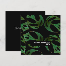 Monstera växtmönster illustration blad födelsedag kort