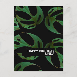 Monstera växtmönster illustration blad födelsedag vykort