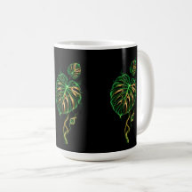 Monstera Vert et Or – Tasse, Chope Plante en Fumée