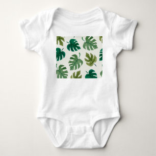 Monstera Watercolor: Grönt Seamless Struktur. T Shirt