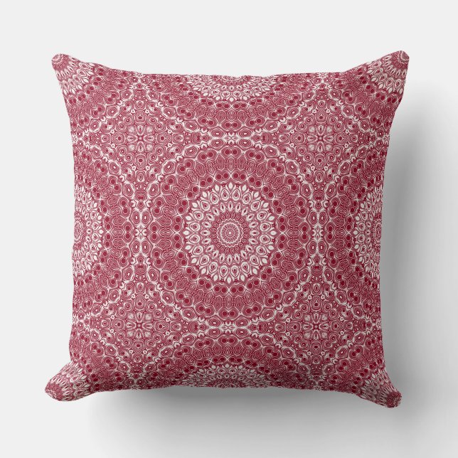 Mönsterdesign med karmosinröd mandala kudde (Framsida)