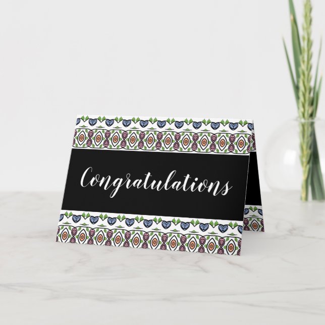 Mönsterdesign på svart helgkort (Framsida)