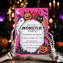 Monsterfest Retro Halloween-inbjudan