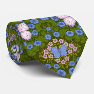 Mönsterflugor och blommor, symmetri, blått och ros slips