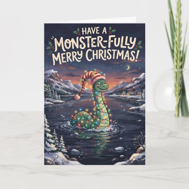 Monsterfullt glatt Loch Ness julkort Kort (Framsida)