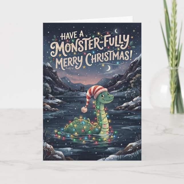 Monsterfullt glatt Nessie julkort Kort (Framsida)