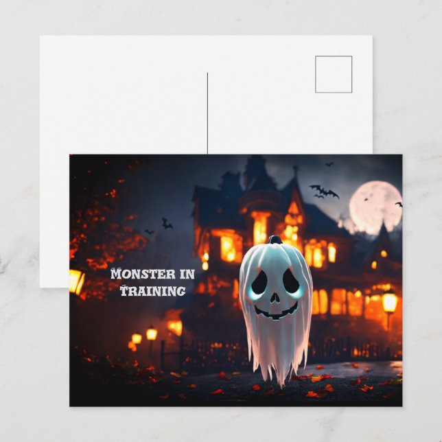 Monsterillustration Halloween vycard Vykort (Fram/baksida)