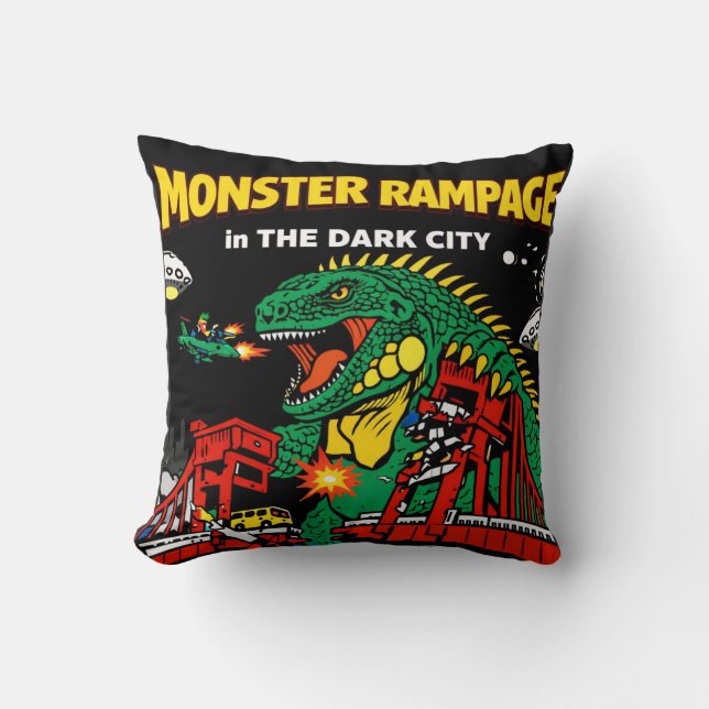 Monsterkaos i Mörk Stad Kudde (Framsida)