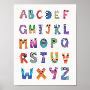Monsterlig Alfabet Poster