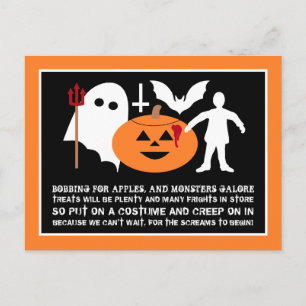 Monsterligan, Halloweenfest-inbjudan Meddelande Vykort