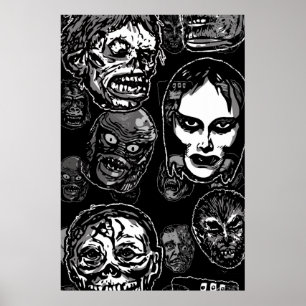 Monstermasker Poster pop-variant- retro-skräck