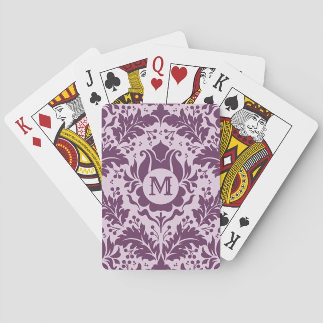Mönstermonogramkort för anpassningsbar i Damask Pa Casinokort (Baksidan)