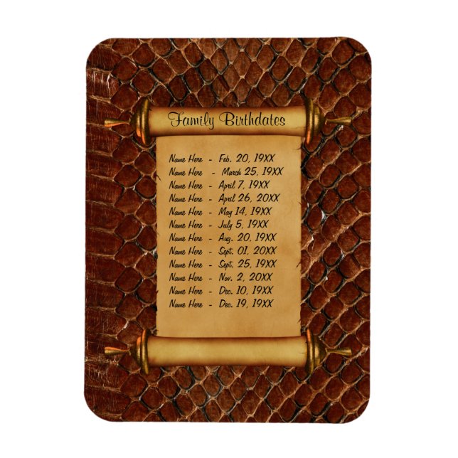 Mönsterpåminnelse om magnetfamiljens födelsedagar  magnet (Vertikal)