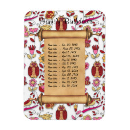 Mönsterpåminnelse om magnetfamiljens födelsedagar  magnet