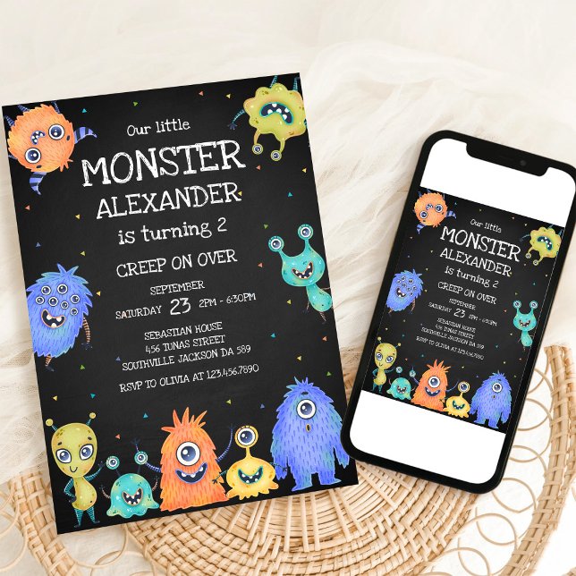 Monsterpojke födelsedagsinbjudan inbjudningar (Skapare uppladdad)